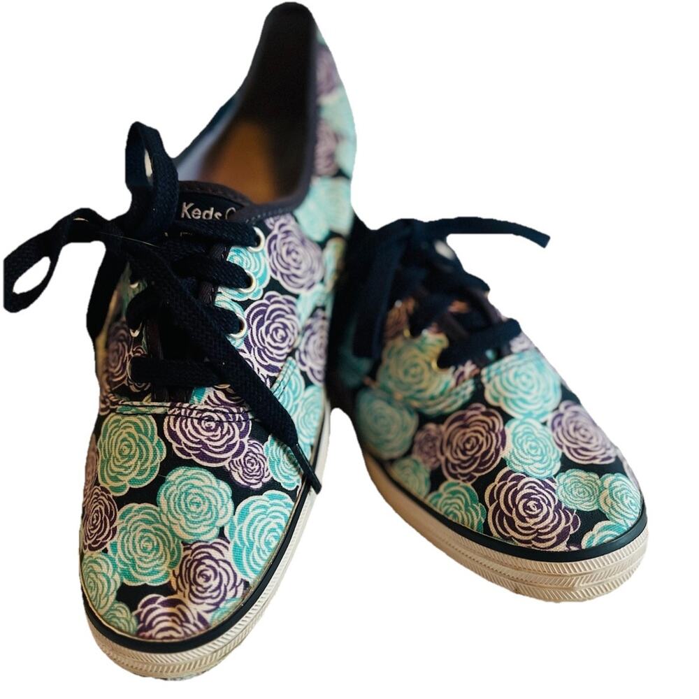 Taylor Swift Limited Collection Keds Champion Rose Sz 8.5 Blue Purple Floral - Picture 2 of 10
